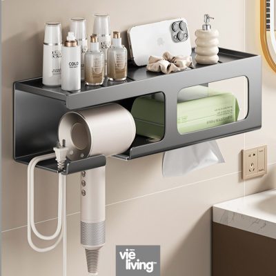 Bathroom Shelf with Hair Dryer Holder