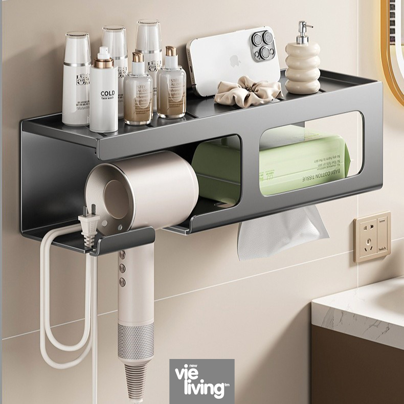 Bathroom Shelf with Hair Dryer Holder